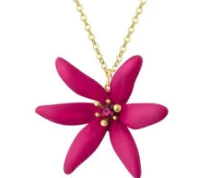 Naszyjnik z mosiądzu pozłacany z cyrkoniami - kwiat