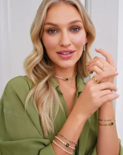 Naszyjnik z mosiądzu pozłacany z cyrkoniami