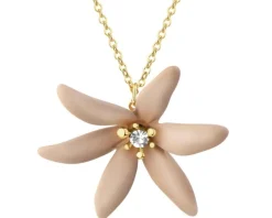 Naszyjnik z mosiądzu pozłacany z cyrkoniami - kwiat