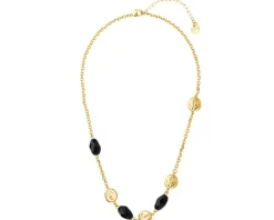 Naszyjnik z mosiądzu pozłacany z agatami
