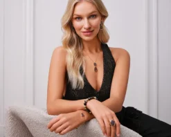 Naszyjnik z mosiądzu pozłacany z agatami