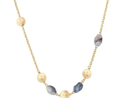 Naszyjnik z mosiądzu pozłacany z agatami