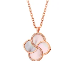 Naszyjnik z mosiądzu pozłacany z masą perłową i cyrkoniami