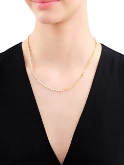 Naszyjnik z mosiądzu pozłacany z cyrkoniami