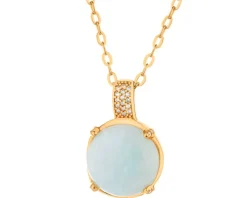 Naszyjnik z mosiądzu pozłacany z amazonitem i cyrkoniami