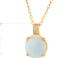 Naszyjnik z mosiądzu pozłacany z amazonitem i cyrkoniami