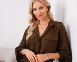 Naszyjnik z mosiądzu pozłacany z amazonitem i cyrkoniami