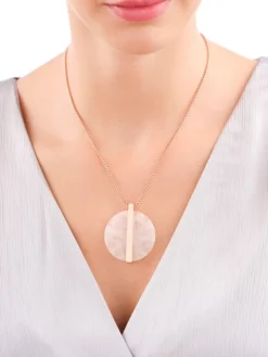 Naszyjnik z mosiądzu pozłacany z kwarcem - koło