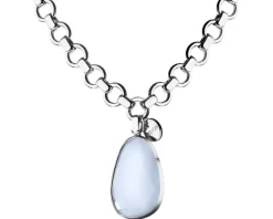 Naszyjnik z mosiądzu rodowany ze szklanym detalem