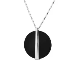 Naszyjnik z mosiądzu rodowany z agatem - koło