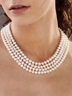 Naszyjnik z perłami, brylantami i elementami białego złota - próba 585