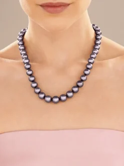 Naszyjnik z perłami Tahiti, brylantami i elementami białego złota - próba 585