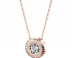 Naszyjnik z różowego i białego złota z brylantem - 0,04 ct - próba 585