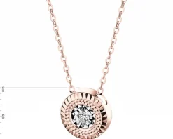 Naszyjnik z różowego i białego złota z brylantem - 0,04 ct - próba 585