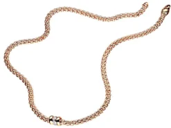 Naszyjnik z różowego i białego złota z brylantami - 43 cm - - 0,10 ct - próba 750