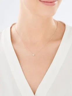 Naszyjnik z różowego i białego złota z brylantami - 0,10 ct - próba 585