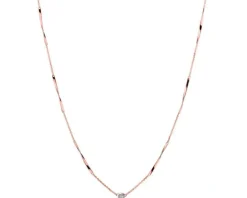 Naszyjnik z różowego i białego złota z diamentem - 0,005 ct - próba 585