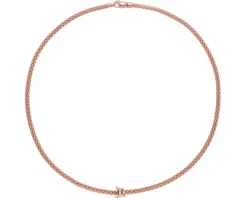 Naszyjnik z różowego i białego złota z brylantami - 0,10 ct - próba 750