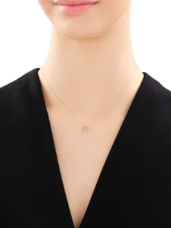 Naszyjnik z różowego i białego złota z brylantem - 0,03 ct - próba 375