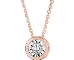 Naszyjnik z różowego i białego złota z brylantem - 0,05 ct - próba 375
