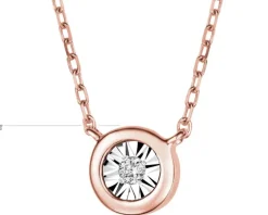 Naszyjnik z różowego i białego złota z brylantem - 0,01 ct - próba 375