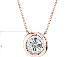 Naszyjnik z różowego i białego złota z brylantem - 0,03 ct - próba 585