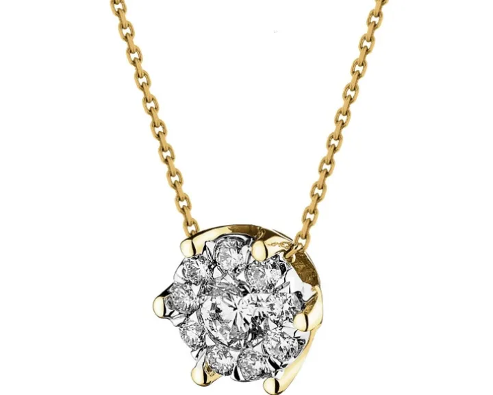 Naszyjnik z żółtego i białego złota z brylantami - 0,22 ct - próba 585