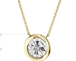 Naszyjnik z żółtego i białego złota z brylantem - 0,03 ct - próba 375