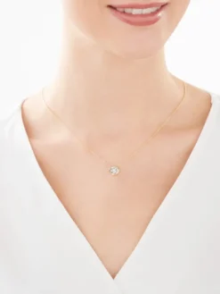 Naszyjnik z żółtego i białego złota z brylantem - 0,03 ct - próba 375