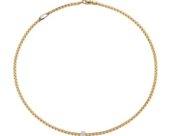 Naszyjnik z żółtego i białego złota z brylantami - 0,19 ct - próba 750