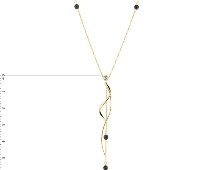 Naszyjnik z żółtego i białego złota z brylantem i agatami - próba 375