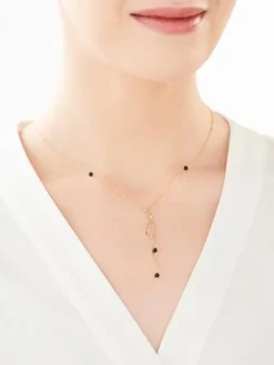 Naszyjnik z żółtego i białego złota z brylantem i agatami - próba 375