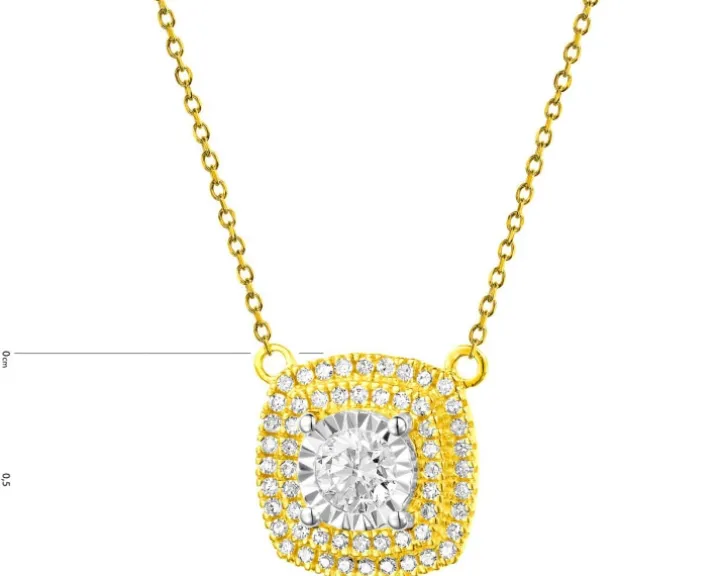 Naszyjnik z żółtego i białego złota z diamentami - 0,23 ct - próba 585