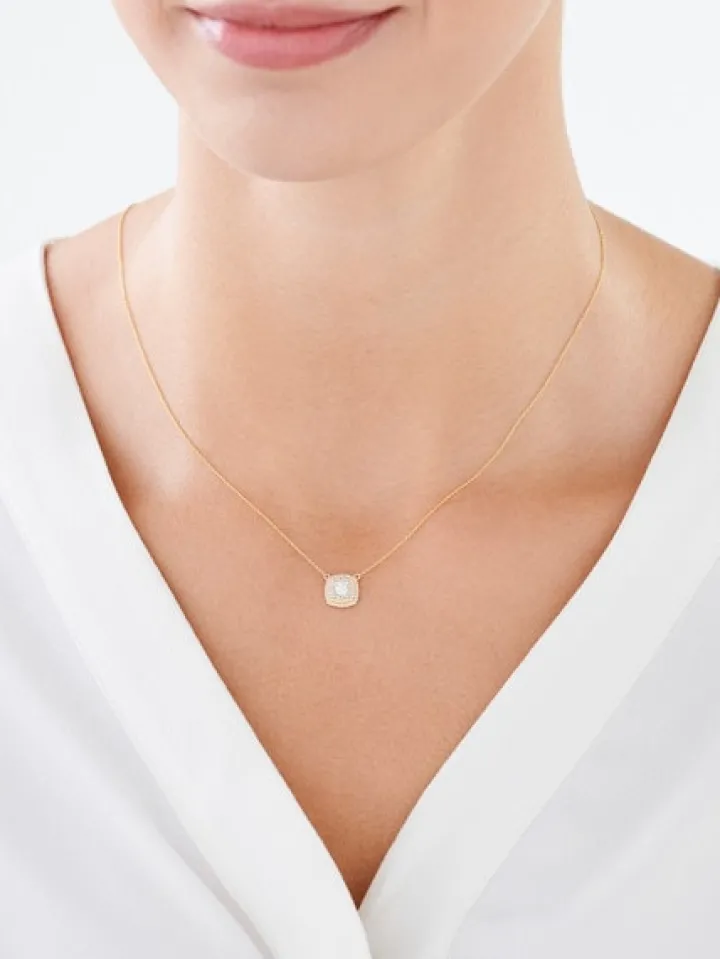 Naszyjnik z żółtego i białego złota z diamentami - 0,23 ct - próba 585