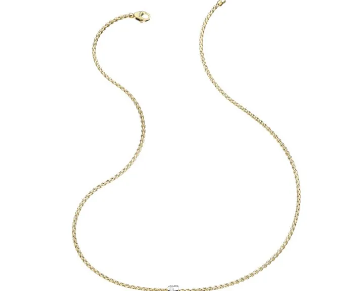 Naszyjnik z żółtego i białego złota z brylantami - 0,17 ct - próba 750