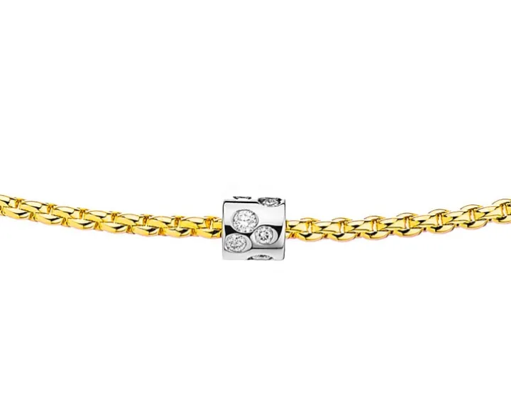 Naszyjnik z żółtego i białego złota z brylantami - 0,17 ct - próba 750