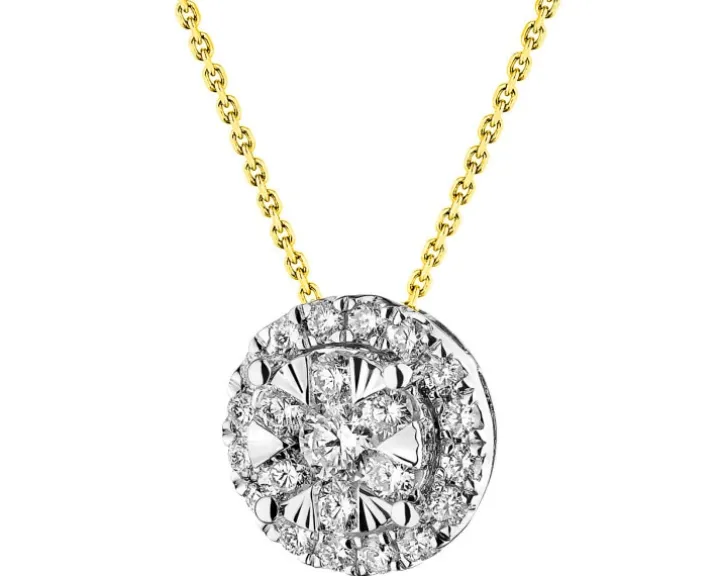 Naszyjnik z żółtego i białego złota z brylantami - 0,52 ct - próba 585