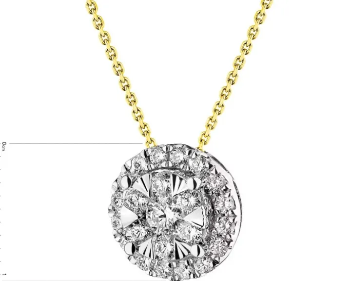 Naszyjnik z żółtego i białego złota z brylantami - 0,52 ct - próba 585