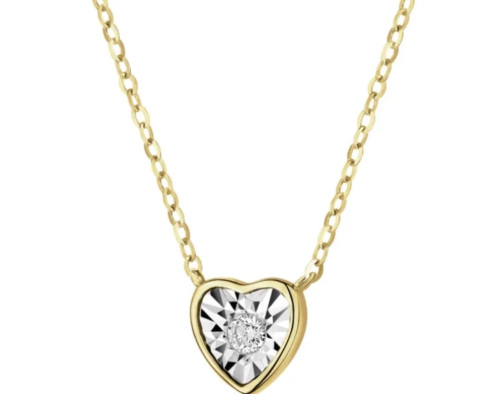 Naszyjnik z żółtego i białego złota z brylantami - 0,70 ct - próba 585