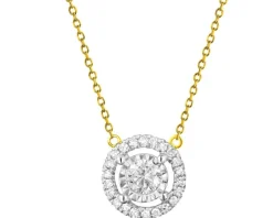 Naszyjnik z żółtego i białego złota z diamentami - 0,12 ct - próba 585