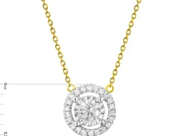 Naszyjnik z żółtego i białego złota z diamentami - 0,12 ct - próba 585