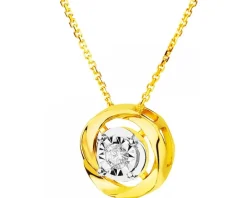 Naszyjnik z żółtego i białego złota z brylantem - 0,05 ct - próba 375