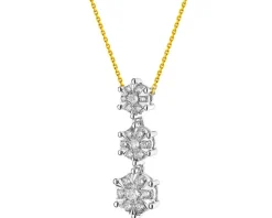 Naszyjnik z żółtego i białego złota z brylantami - 0,37 ct - próba 585