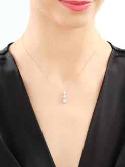 Naszyjnik z żółtego i białego złota z brylantami - 0,37 ct - próba 585