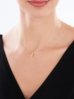 Naszyjnik z żółtego i białego złota z brylantami - 0,04 ct - próba 585