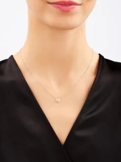 Naszyjnik z żółtego i białego złota z brylantem - 0,06 ct - próba 585