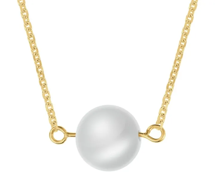 Naszyjnik z żółtego i białego złota z diamentami i perłą - próba 375