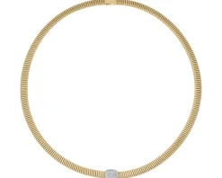 Naszyjnik z żółtego i białego złota z brylantami - 43 cm - 0,36 ct - próba 750