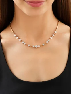 Naszyjnik z żółtego i białego złota z brylantami - 45 cm - 2,00 ct - próba 585