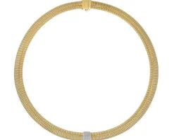 Naszyjnik z żółtego i białego złota z brylantami - 45 cm - 0,29 ct - próba 750